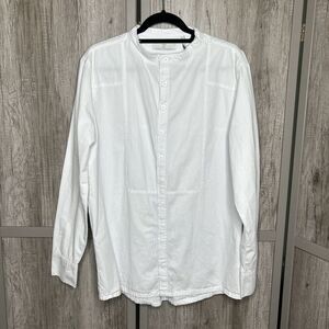One Teaspoon Men White Shirt Button Down Distressed Henley Long Sleeves Size M
